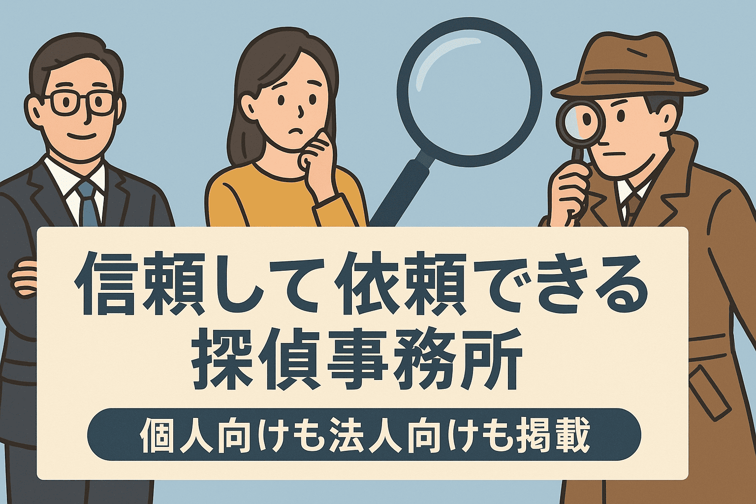 信頼して依頼できる探偵事務所4選｜個人向けも法人向けも掲載