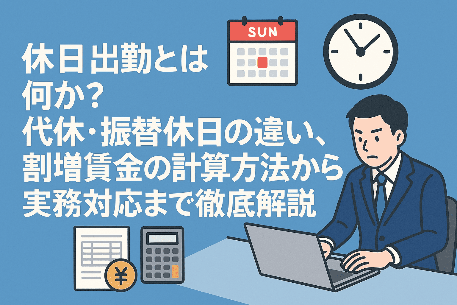 休日出勤とは何か？代休・振替休日の違い、割増賃金の計算方法から実務対応まで徹底解説