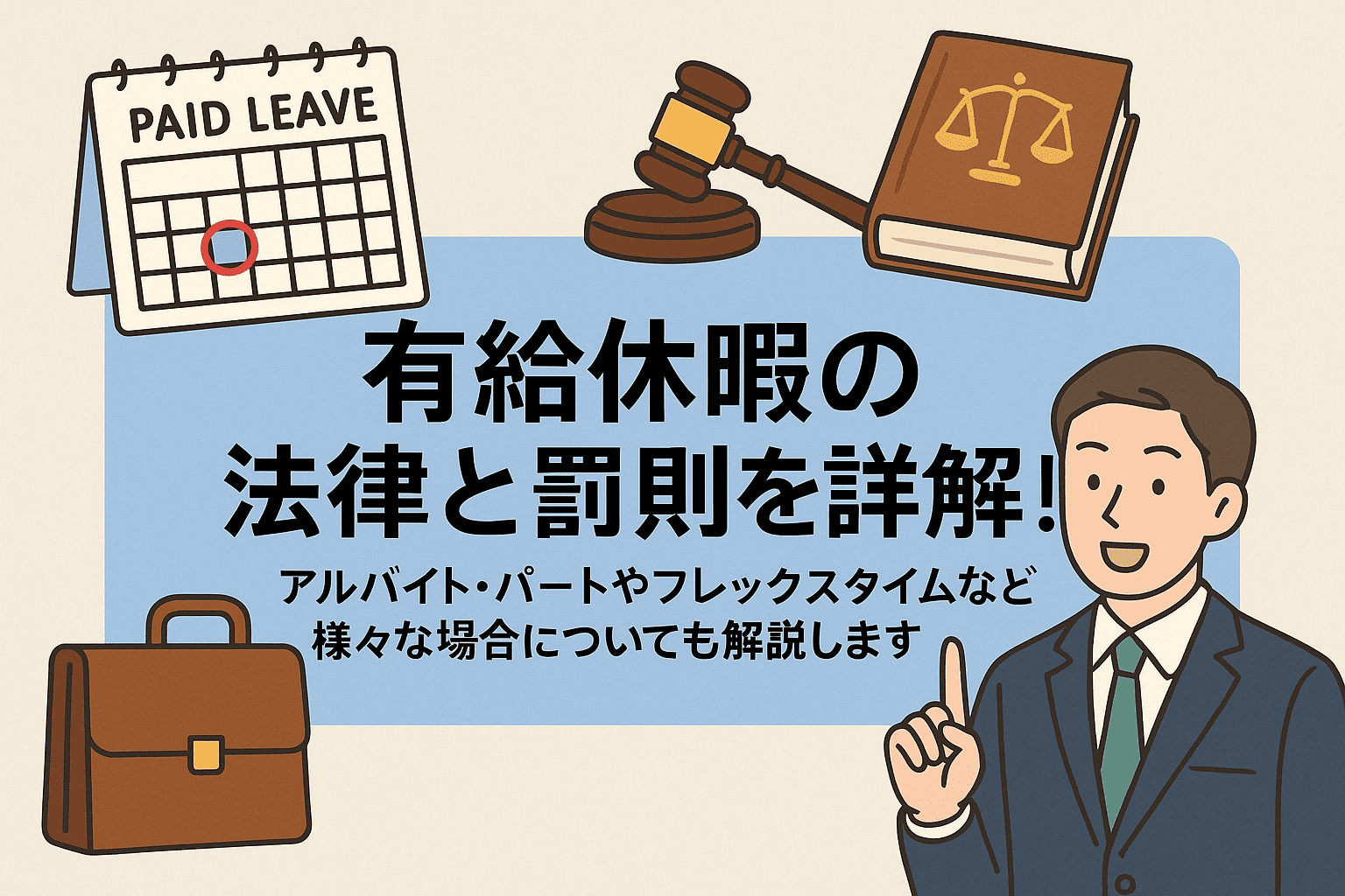 有給休暇の法律と罰則を詳解！アルバイト・パートやフレックスタイムなど様々な場合についても解説します