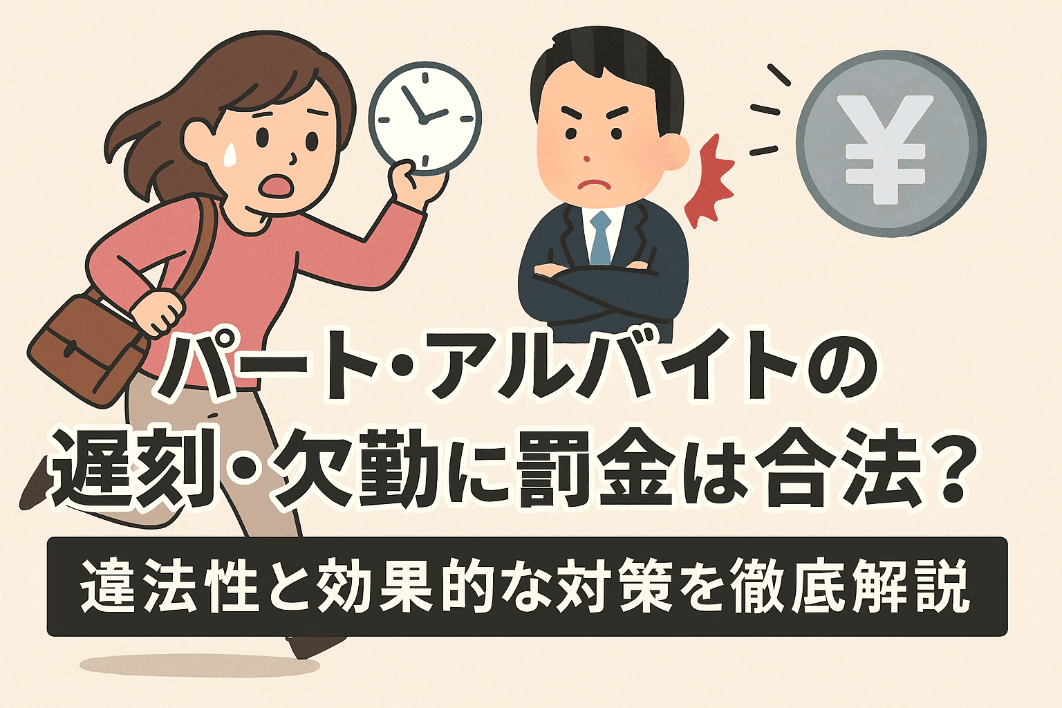 パート・アルバイトの遅刻・欠勤に罰金は合法？違法性と効果的な対策を徹底解説